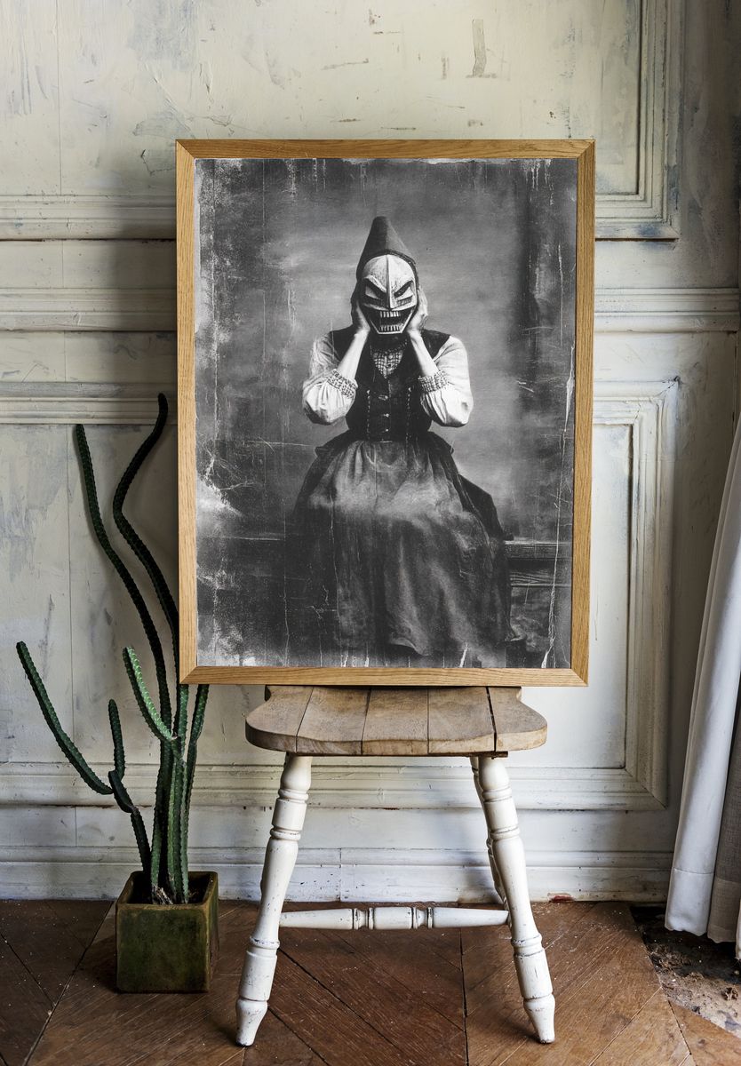 Masked Figure Vintage Fashion Poster room preview
