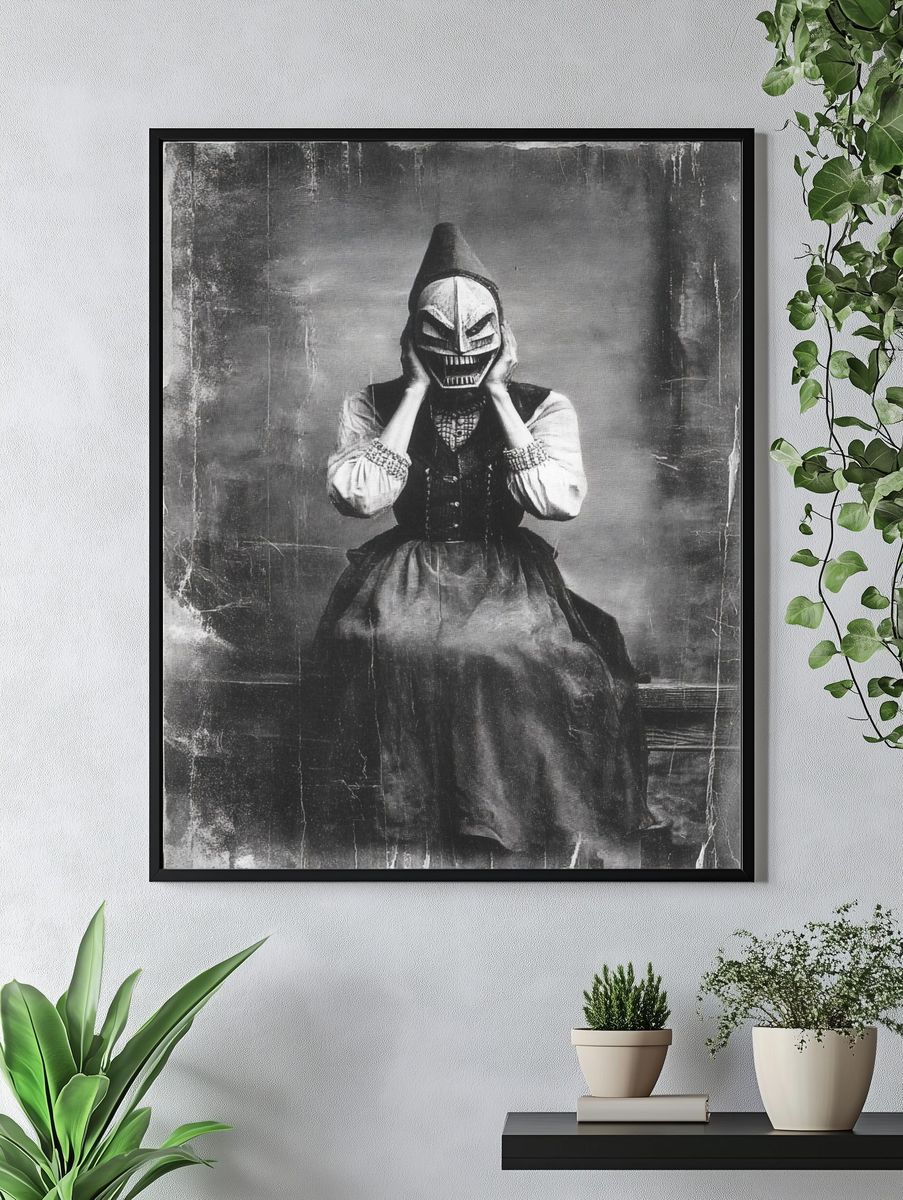 Masked Figure Vintage Fashion Poster. — room view 4