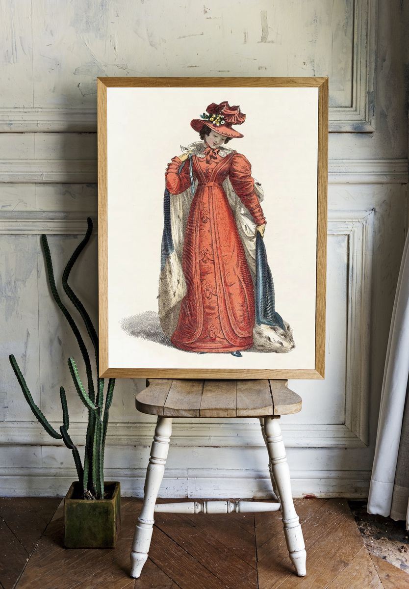 Victorian Fashion Illustration Poster. — room view 1