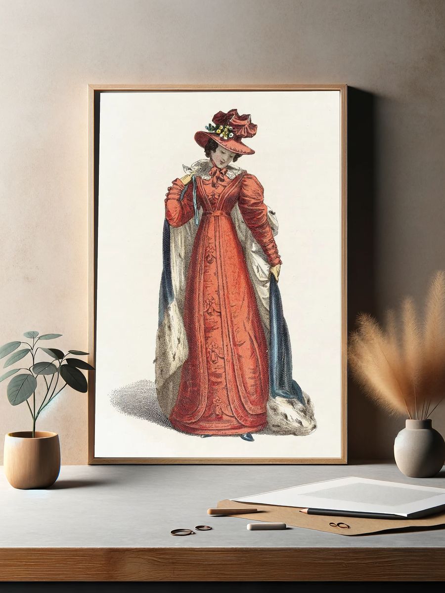 Victorian Fashion Illustration Poster. — room view 2