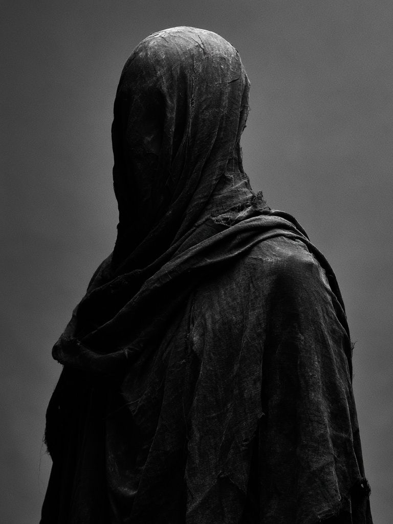 Veiled Figure Black-White Poster. poster — photography art