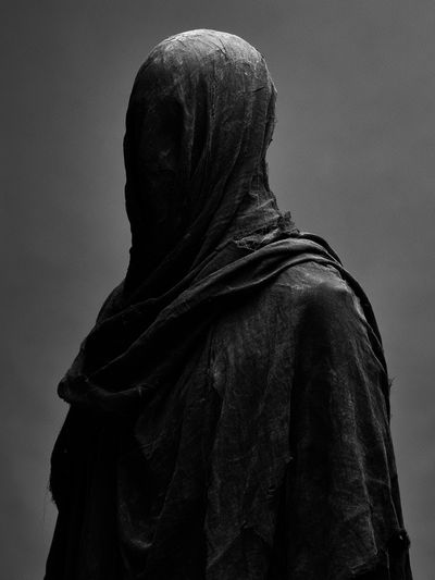 Veiled Figure Black-White Poster. poster