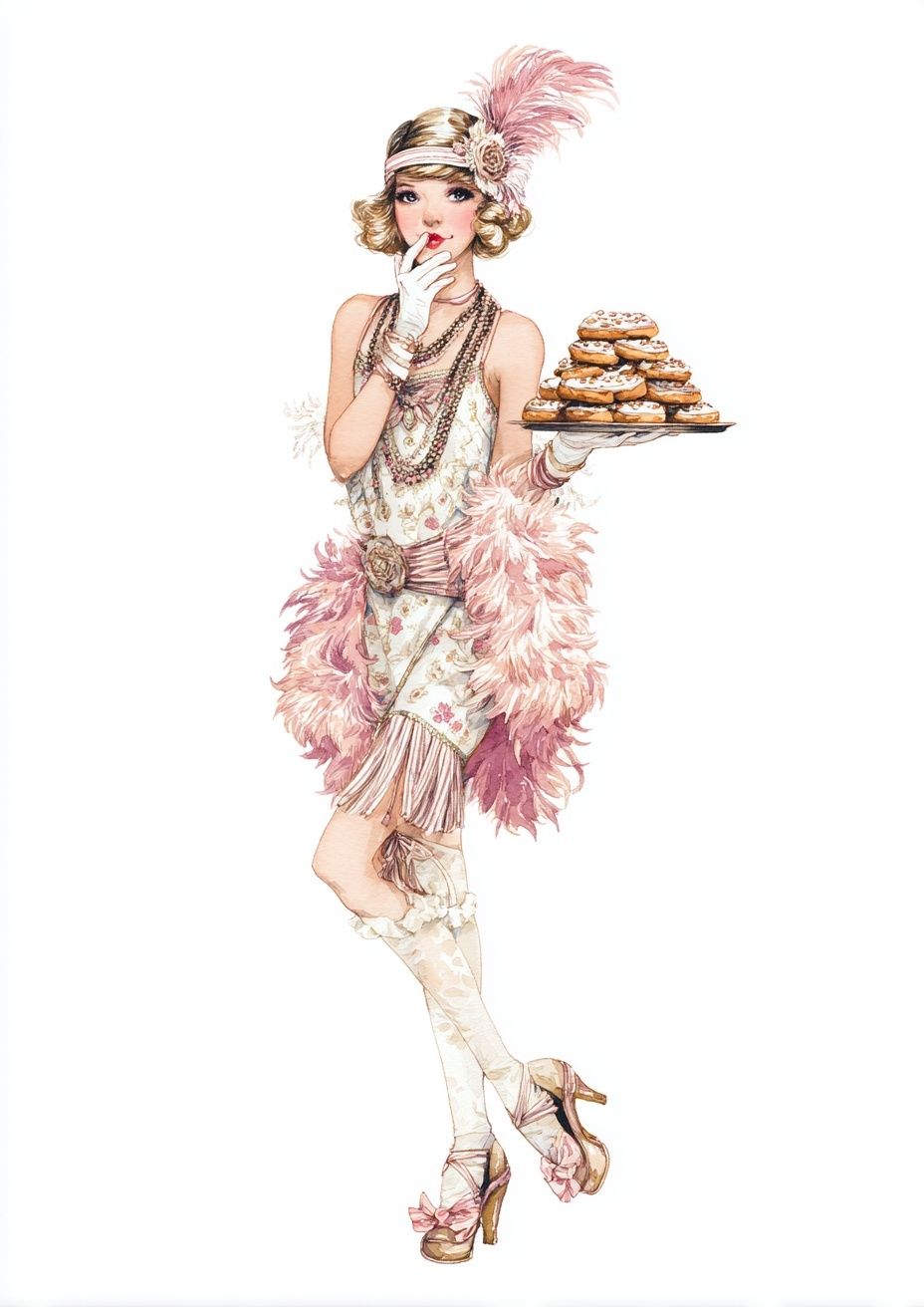 1920s Flapper with Cookies — Vintage Print. poster detail