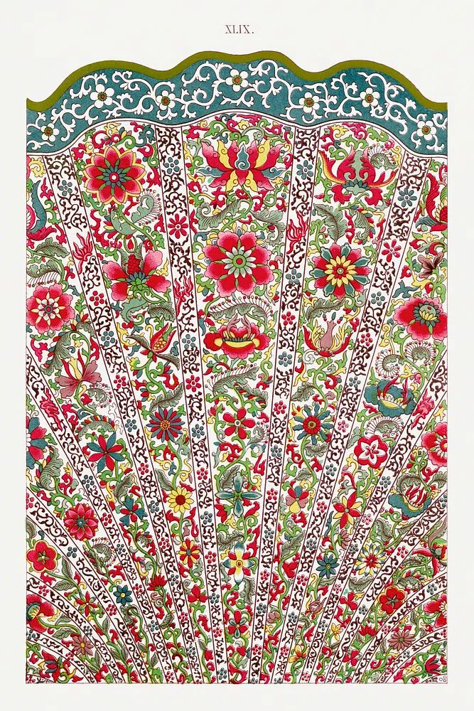 Floral Fan Design — Vintage Print. poster detail