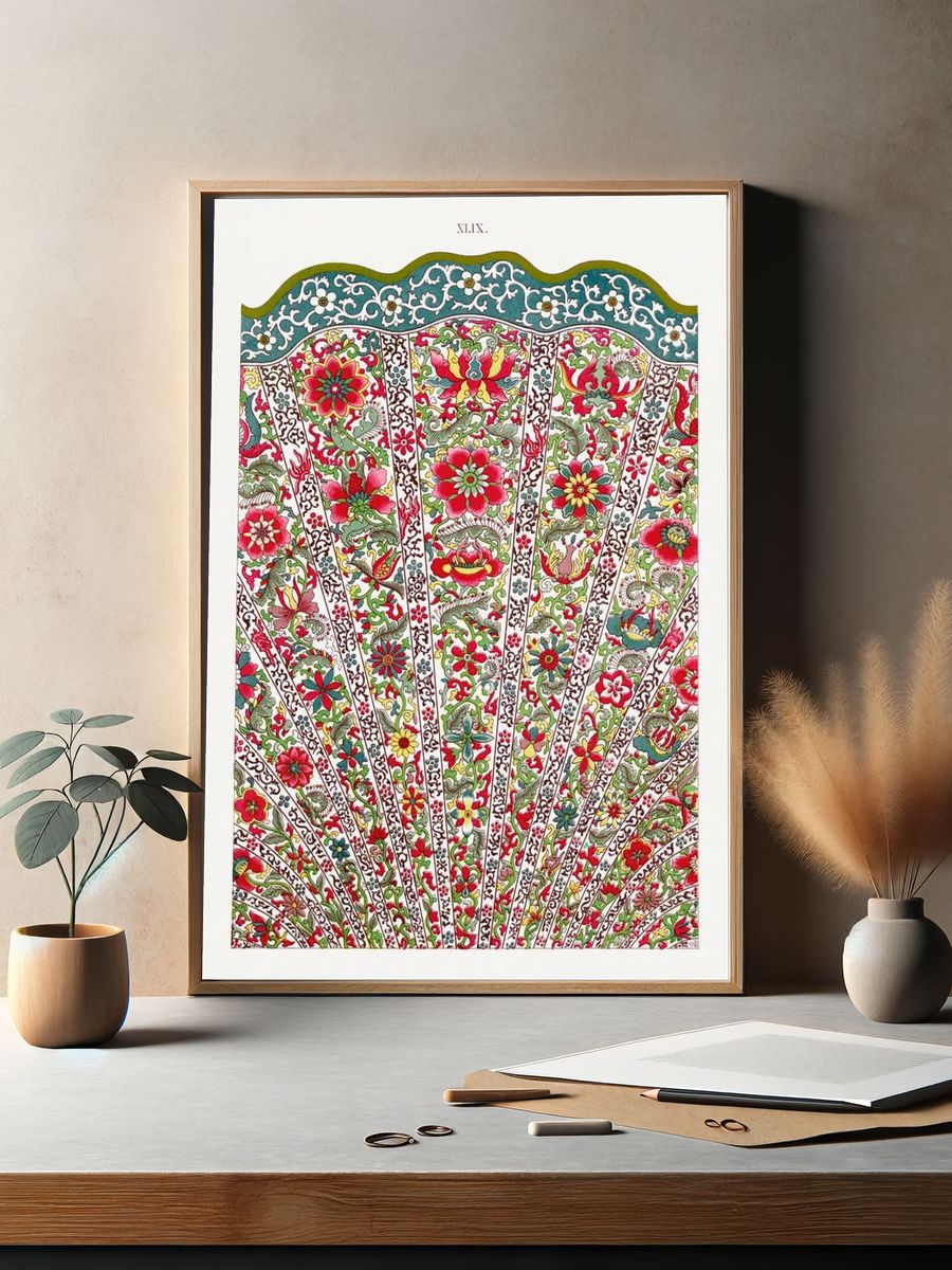 Floral Fan Design — Vintage Print. — room view 2