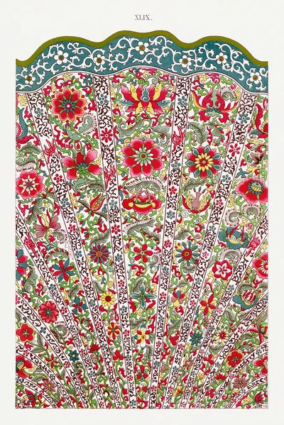 Floral Fan Design — Vintage Print