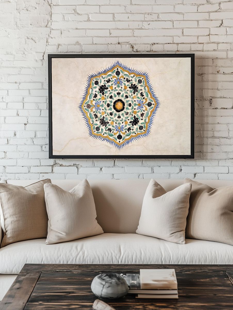 Ornate Floral Design — Vintage Print. — room view 1