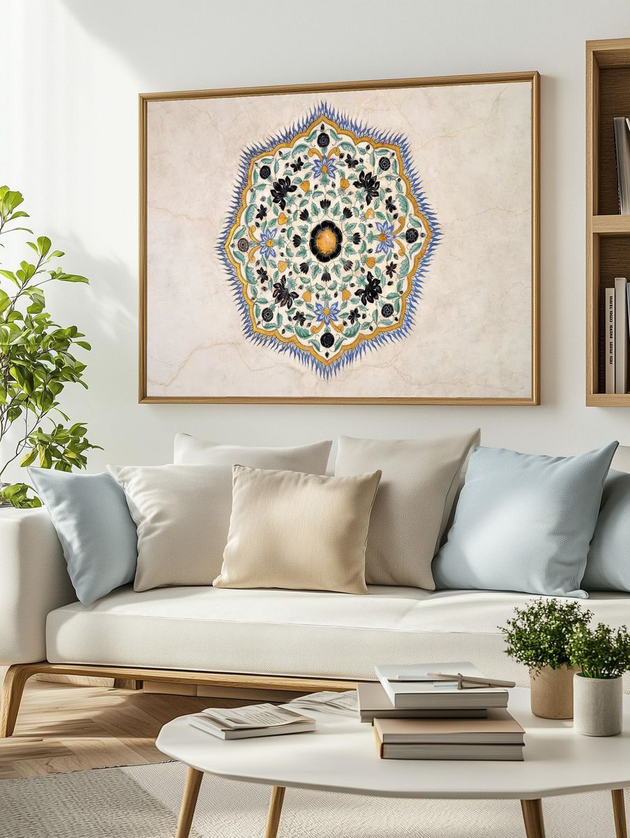 Ornate Floral Design — Vintage Print. — room view 2