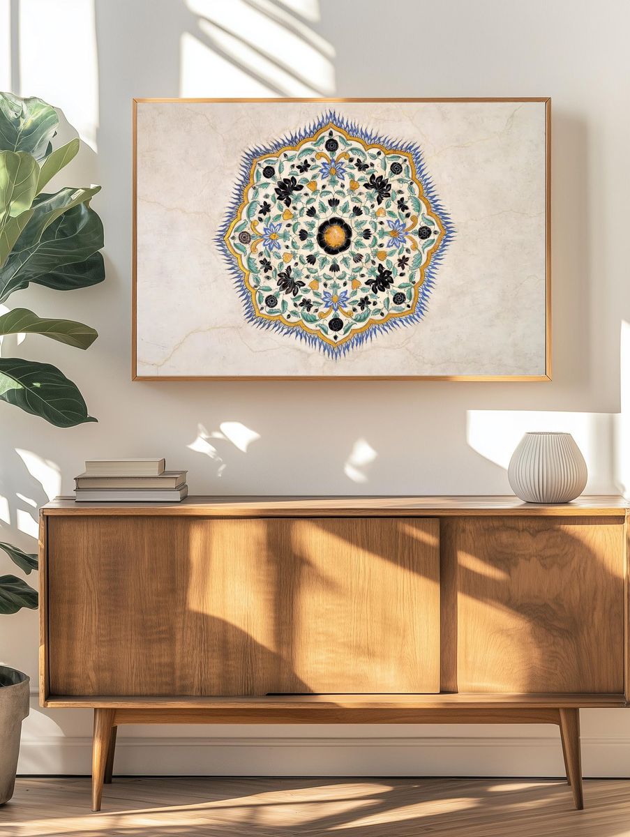 Ornate Floral Design — Vintage Print. — room view 3