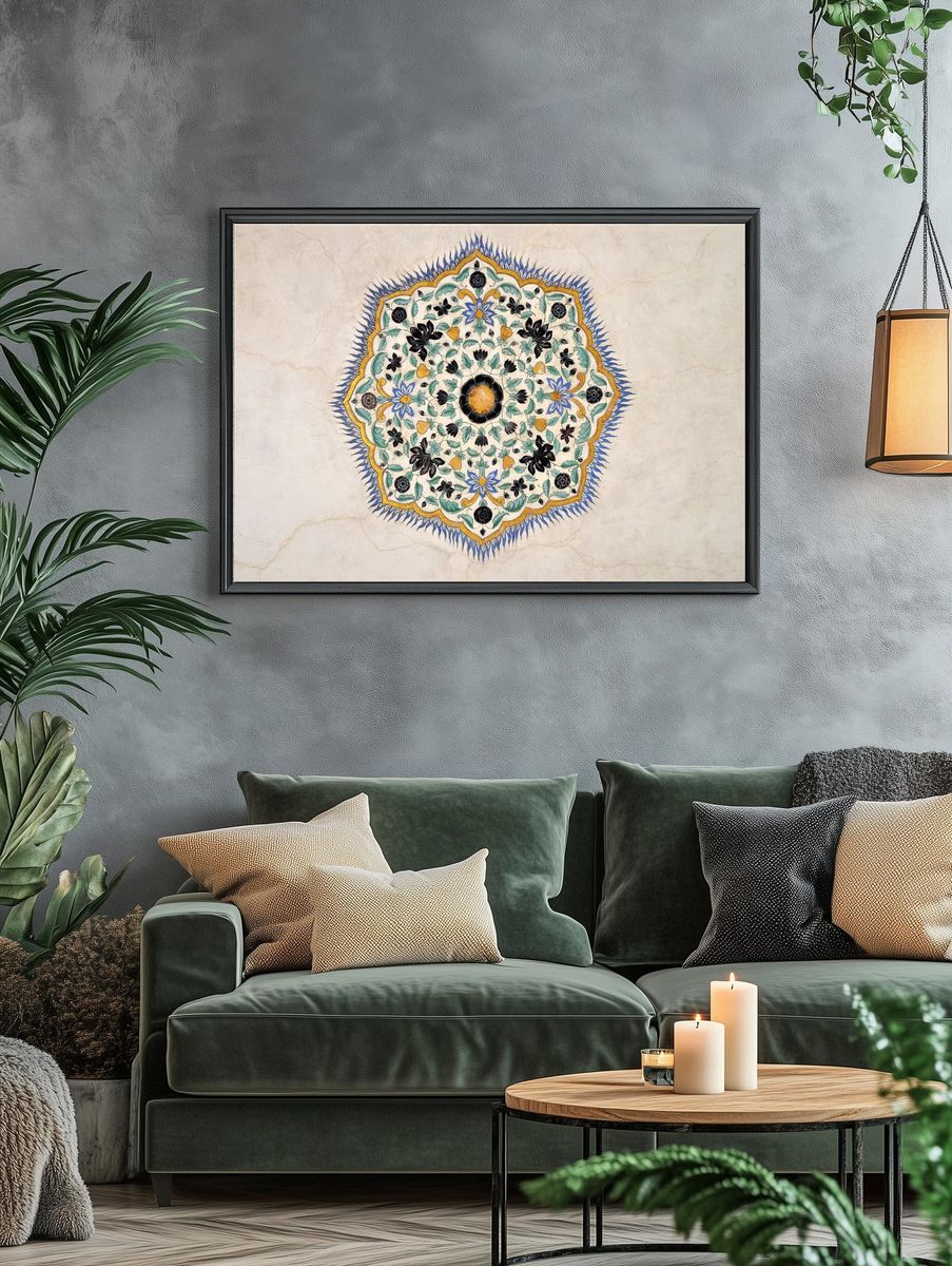 Ornate Floral Design — Vintage Print. — room view 4