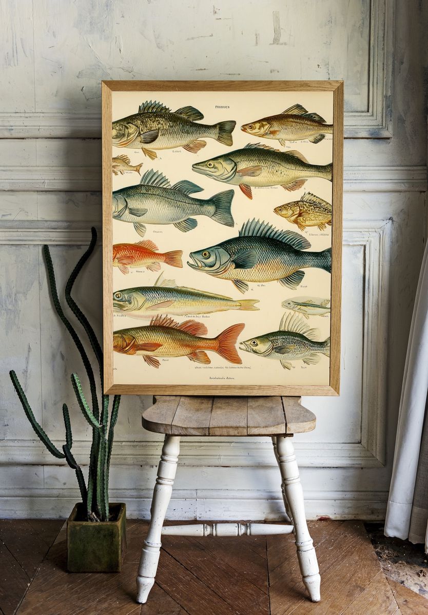 Vintage Fish Illustration Poster. — room view 1