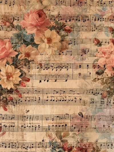Vintage Floral Sheet Music Poster.