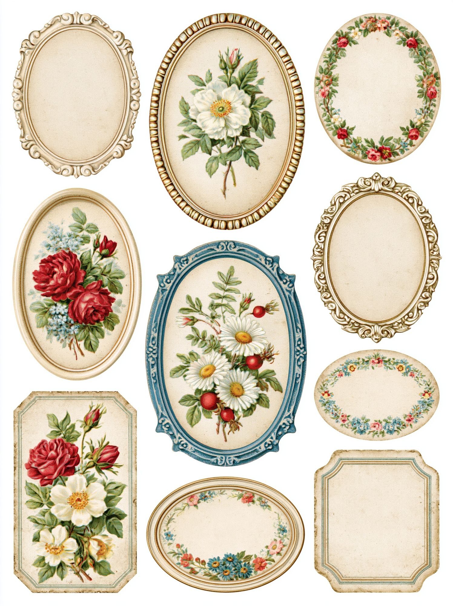 Vintage Floral Label Collage Poster. poster — vintage art
