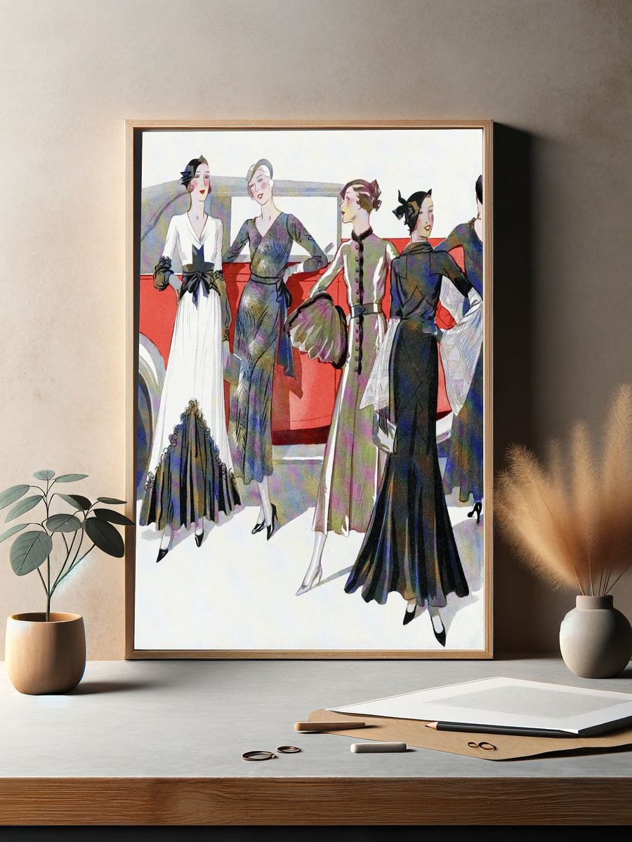 Vintage Fashion Illustration Poster. — room view 2