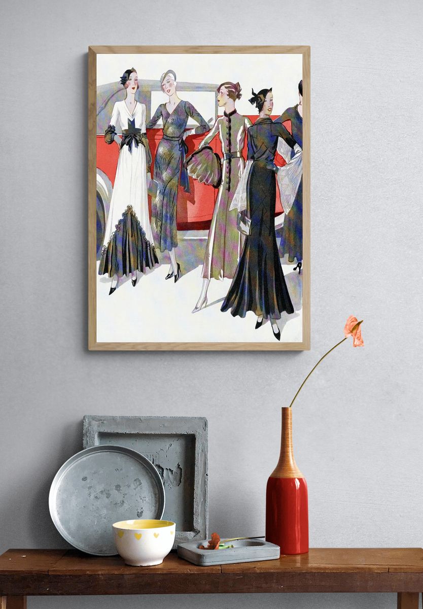 Vintage Fashion Illustration Poster. — room view 3