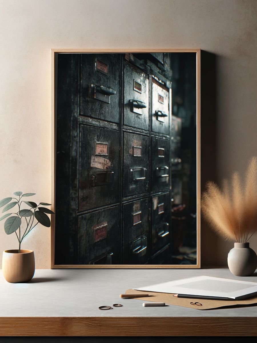 Vintage Filing Cabinets — Photography Print. — room view 2