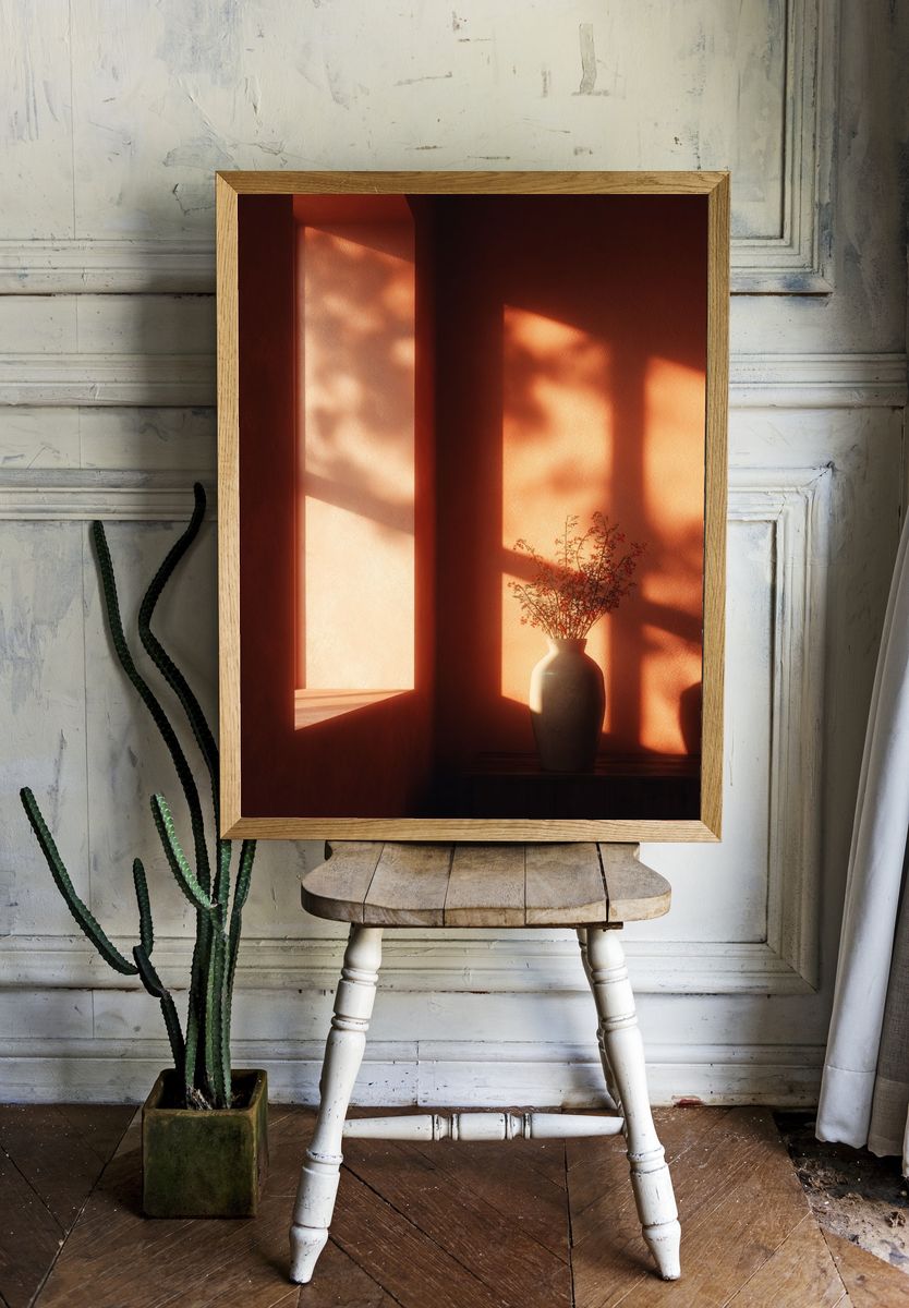 Vase with Flowers — Minimalist Print room preview