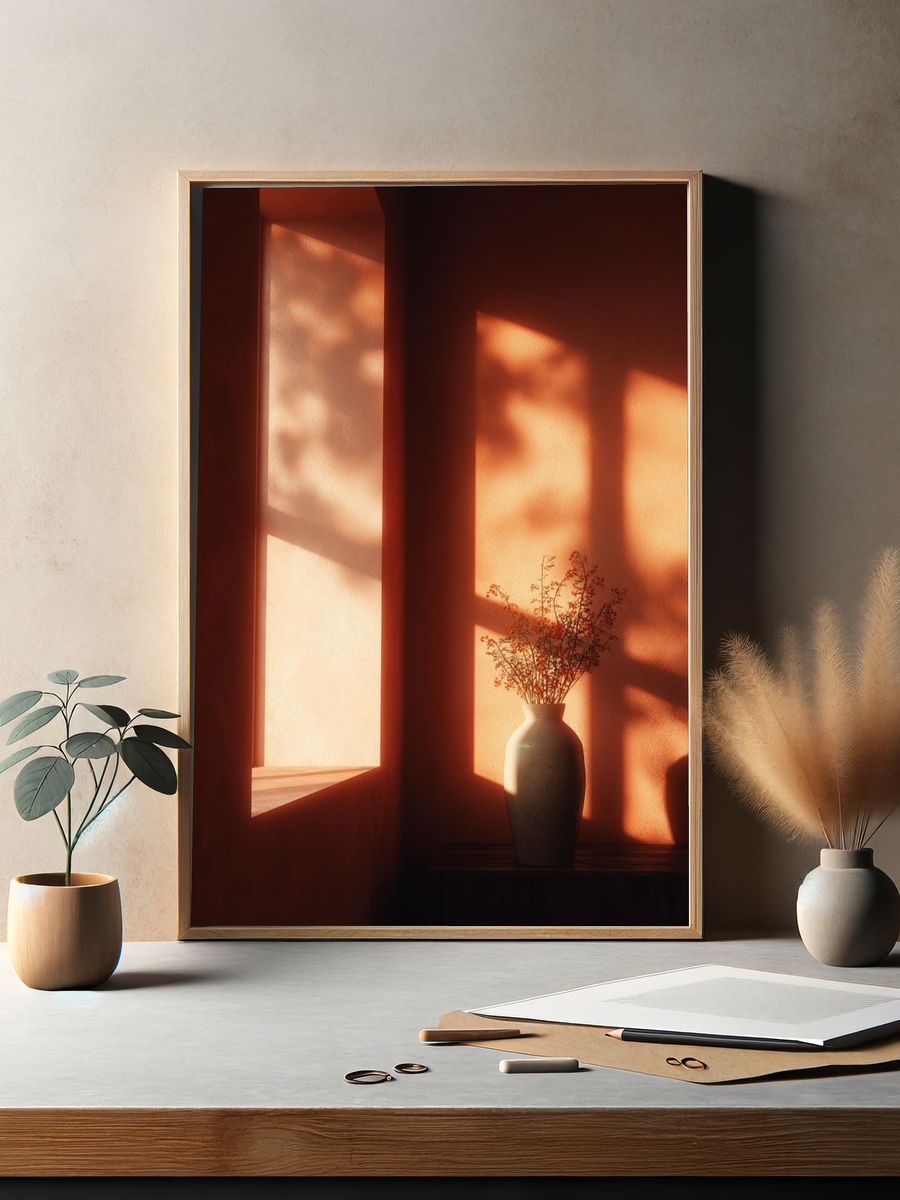 Vase with Flowers — Minimalist Print. — room view 2