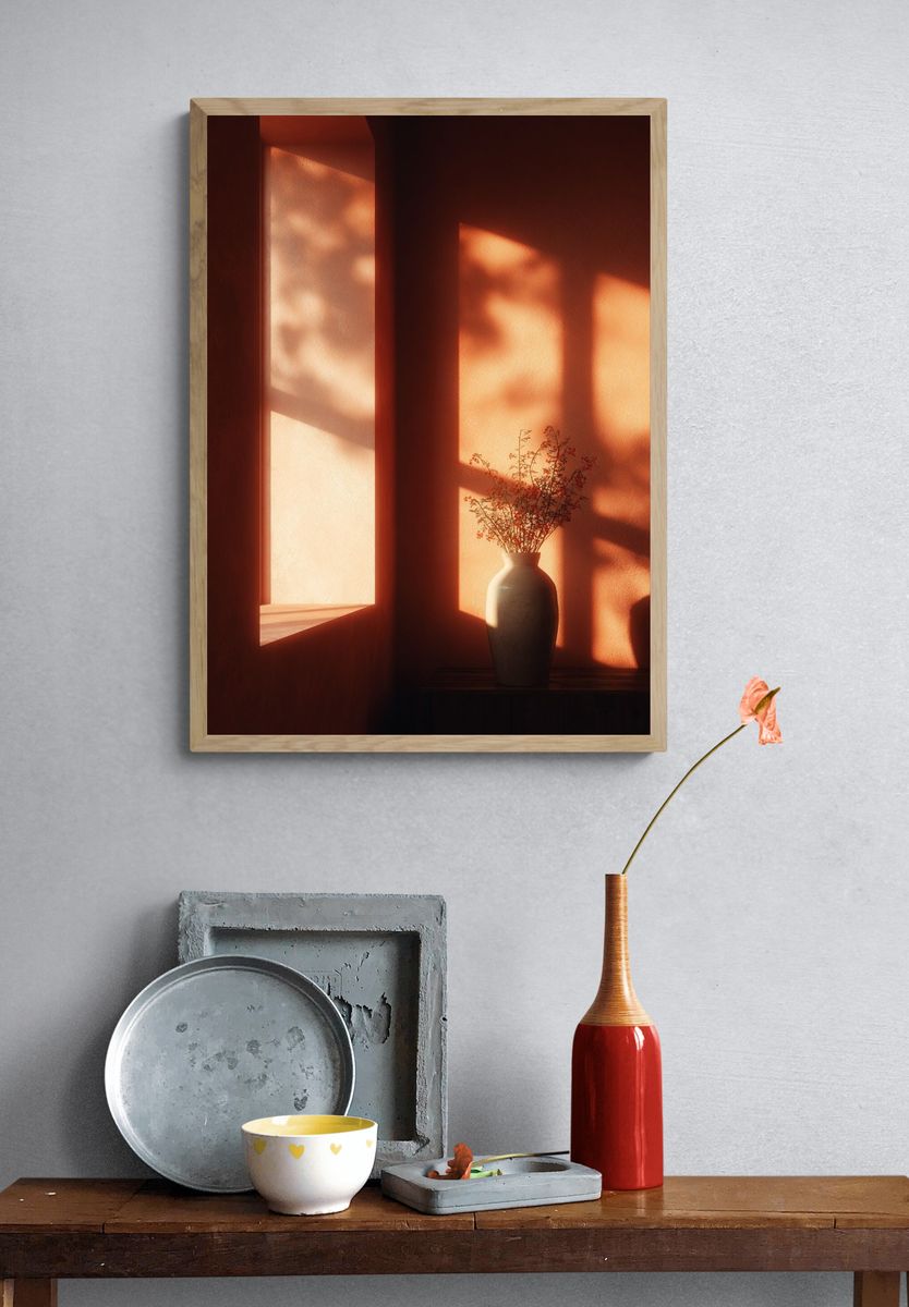Vase with Flowers — Minimalist Print. — room view 3
