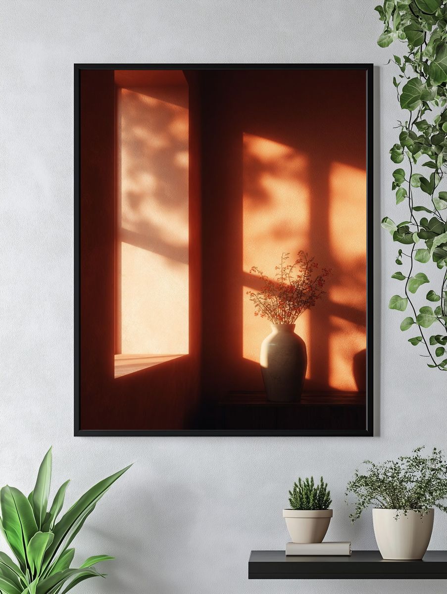 Vase with Flowers — Minimalist Print. — room view 4