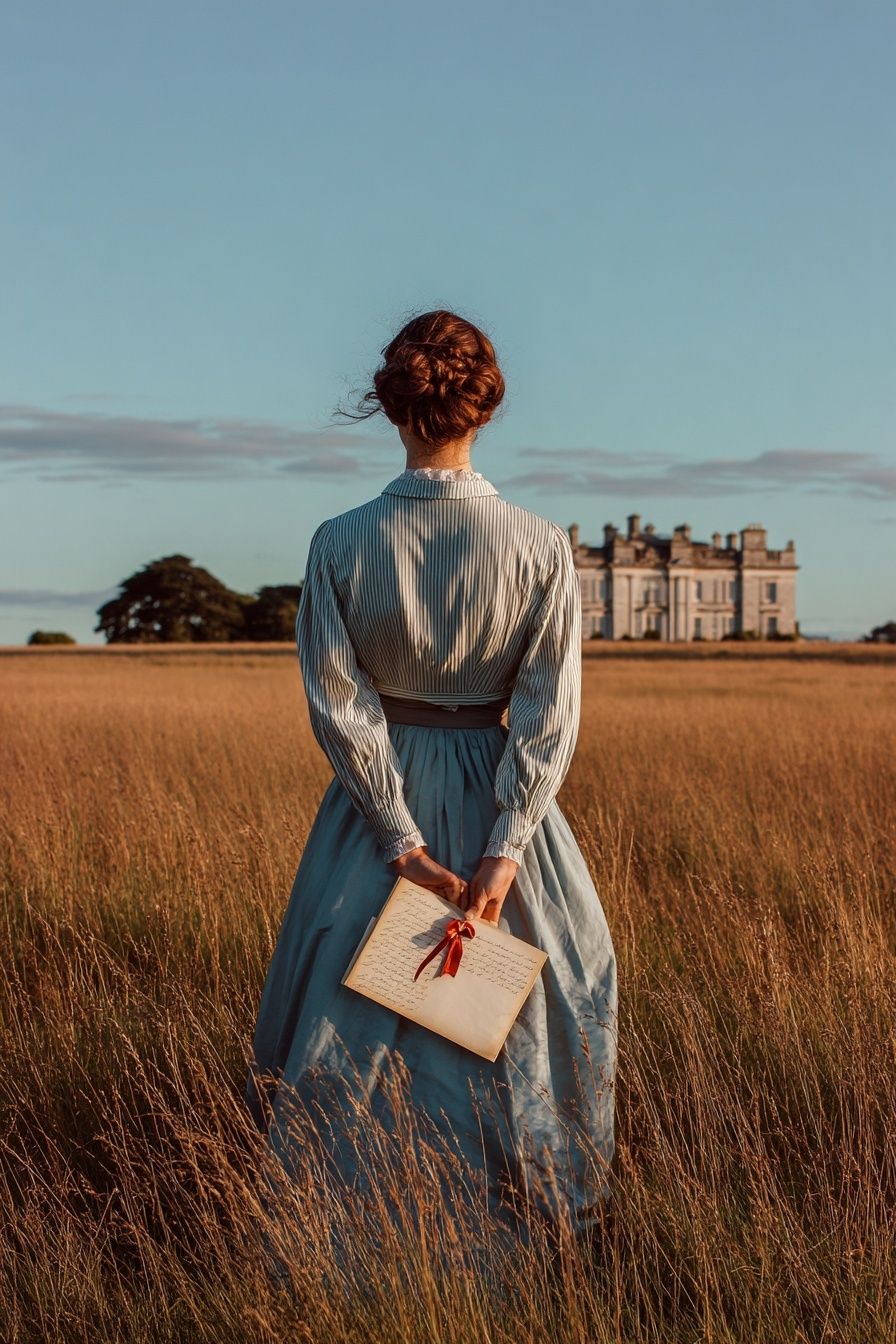 Woman in Field — Vintage Print. poster — vintage art