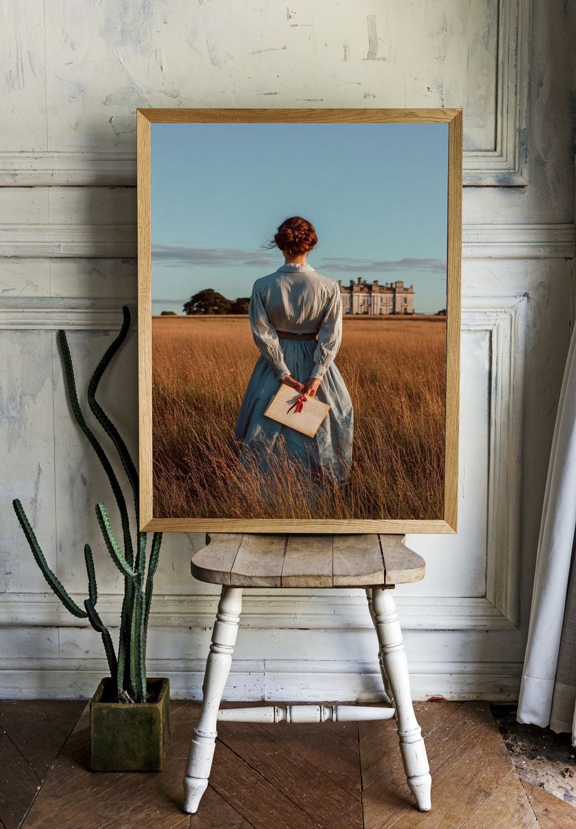 Woman in Field — Vintage Print. — room view 1