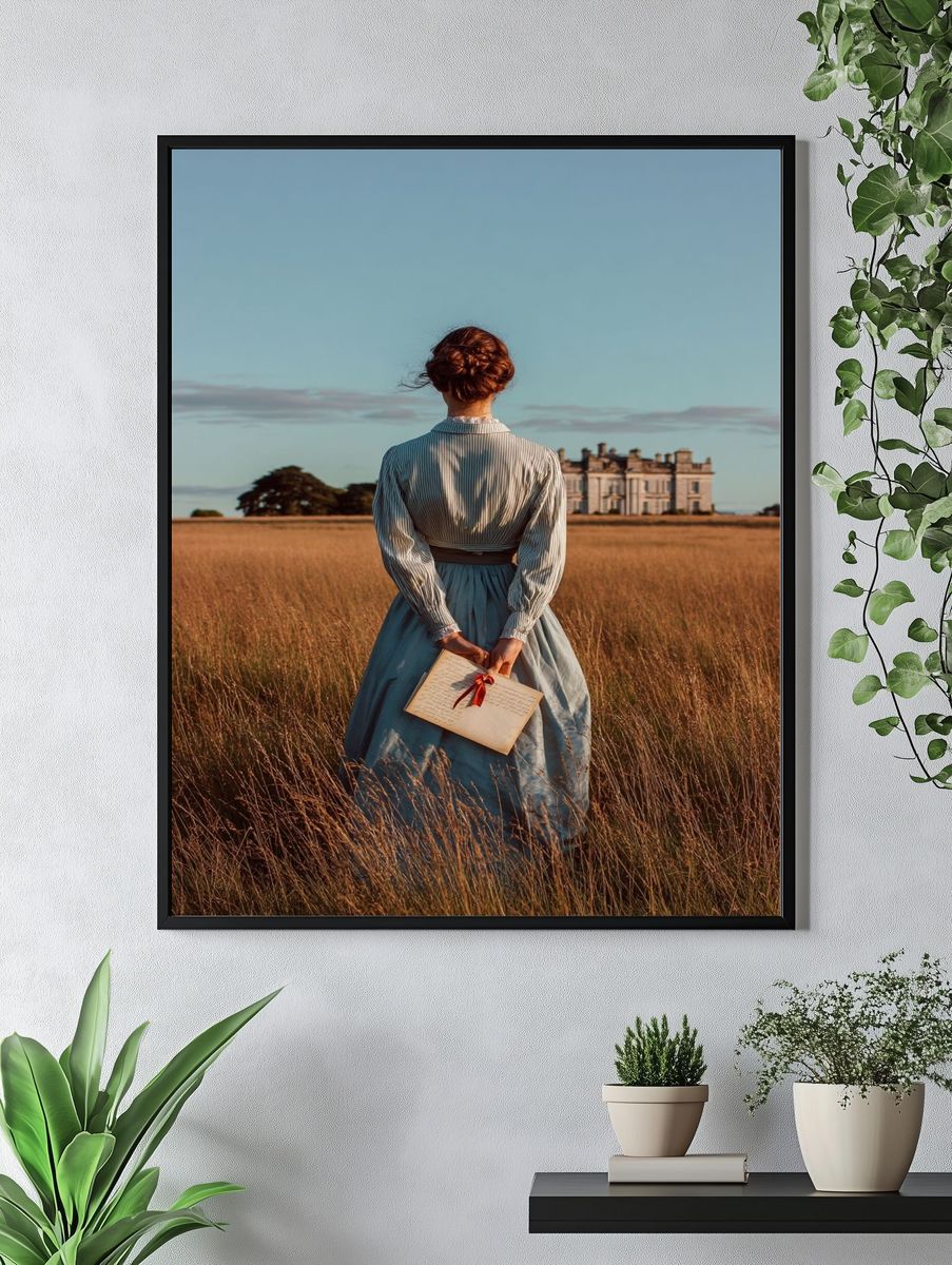 Woman in Field — Vintage Print. — room view 4