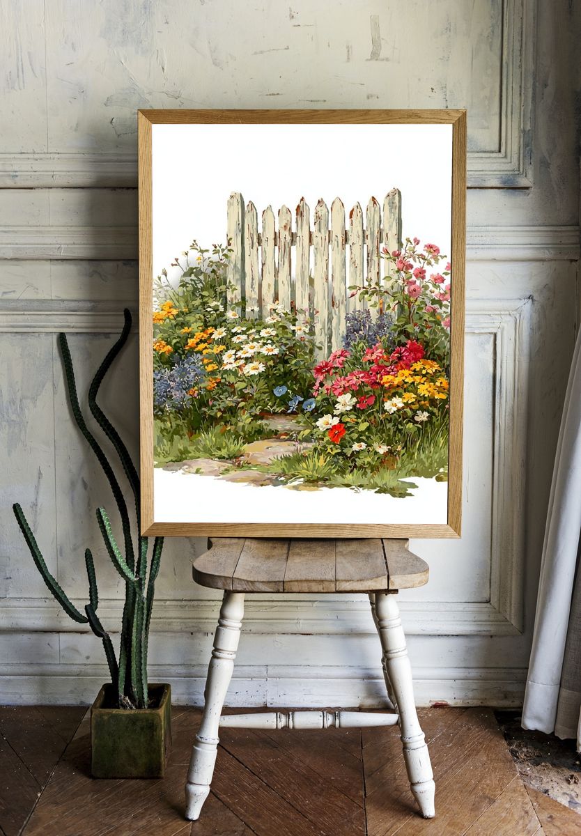 Garden Flowers — Vintage Print. room preview