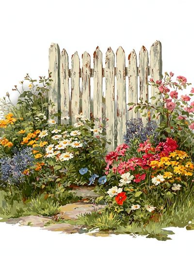 Garden Flowers — Vintage Print.