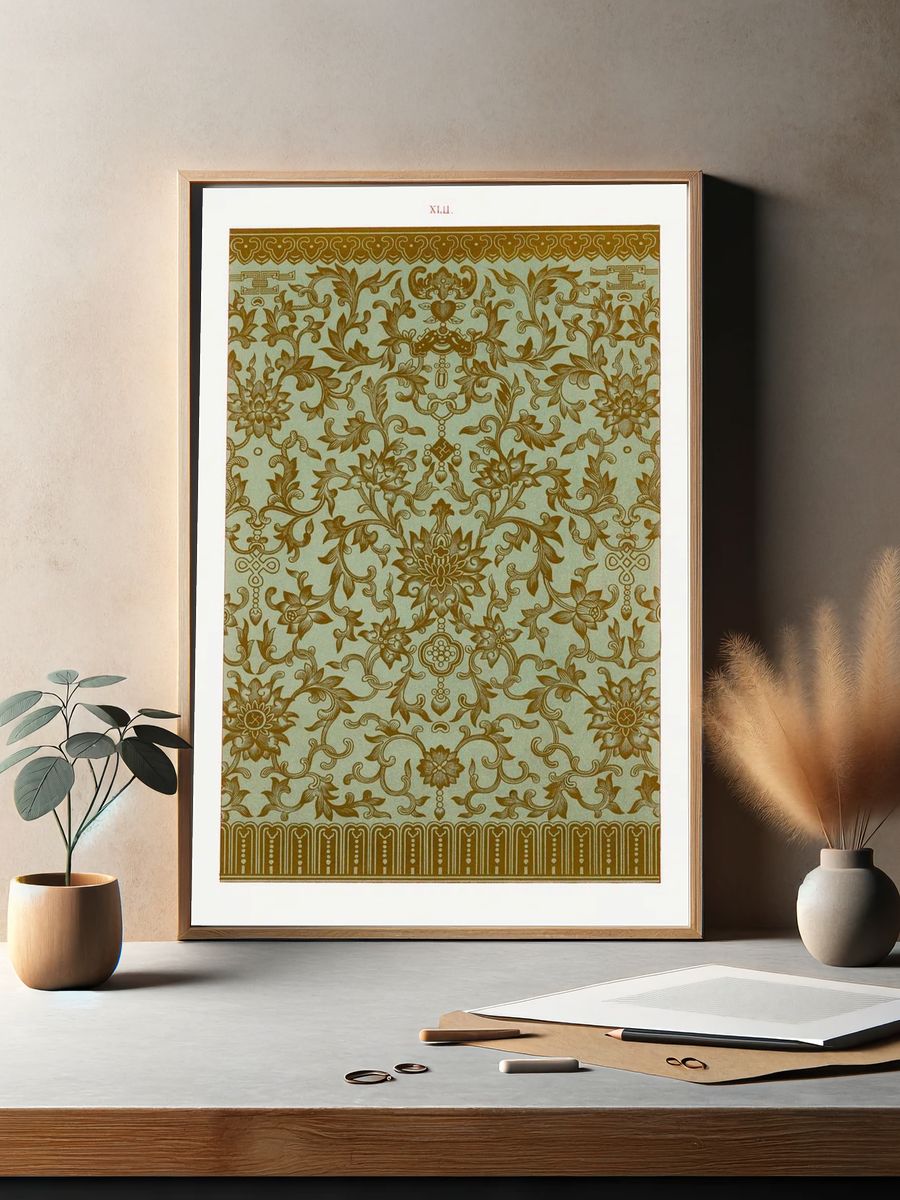 Ornate Floral Pattern — Vintage Print. — room view 2
