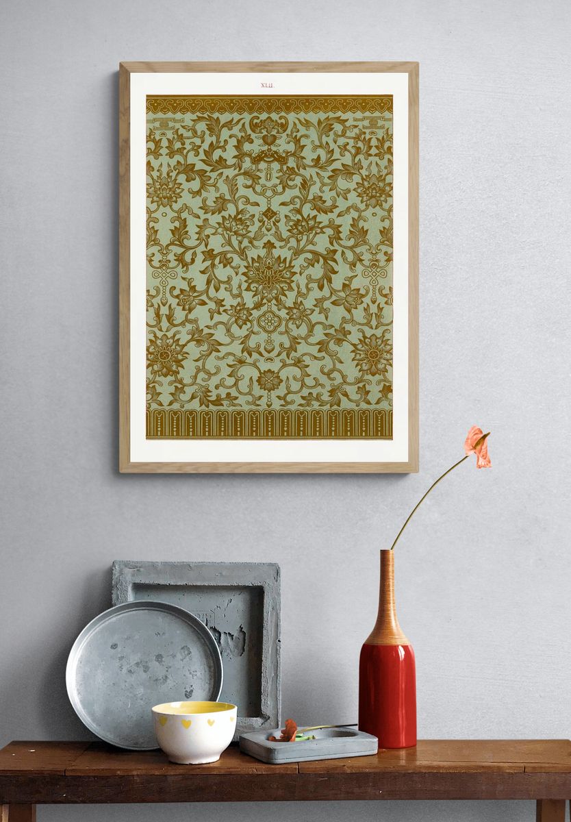 Ornate Floral Pattern — Vintage Print. — room view 3