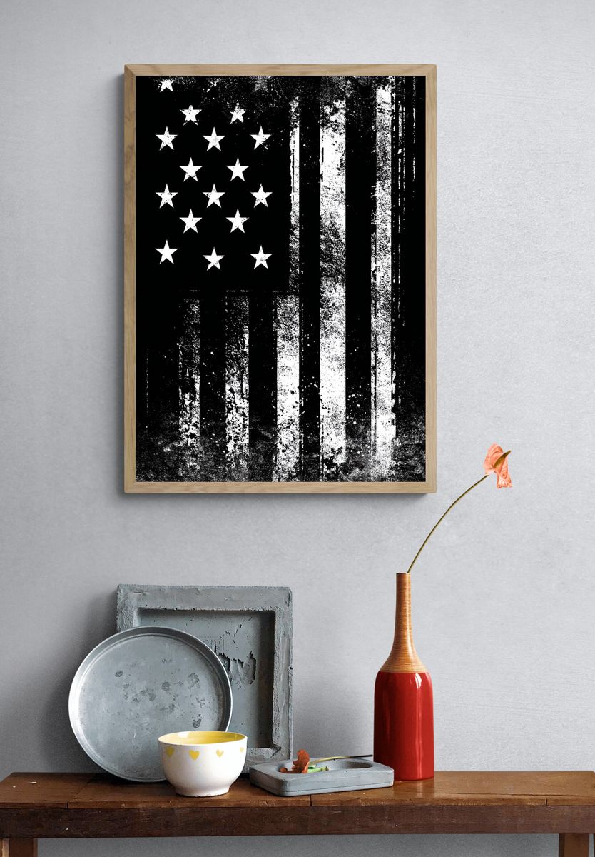 Distressed American Flag Poster. — room view 3