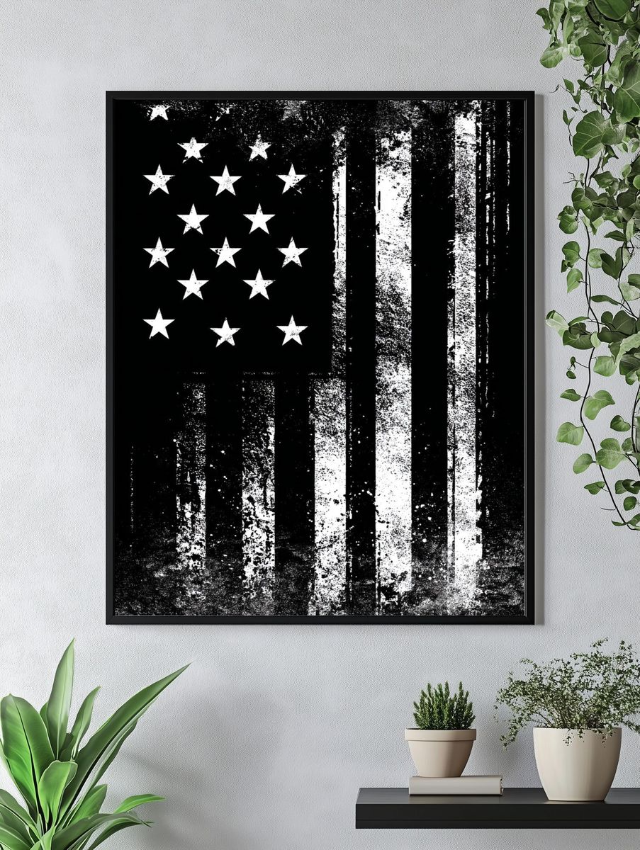 Distressed American Flag Poster. — room view 4