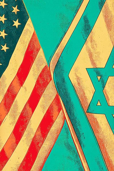 USA and Israel Flags — Vintage Print.