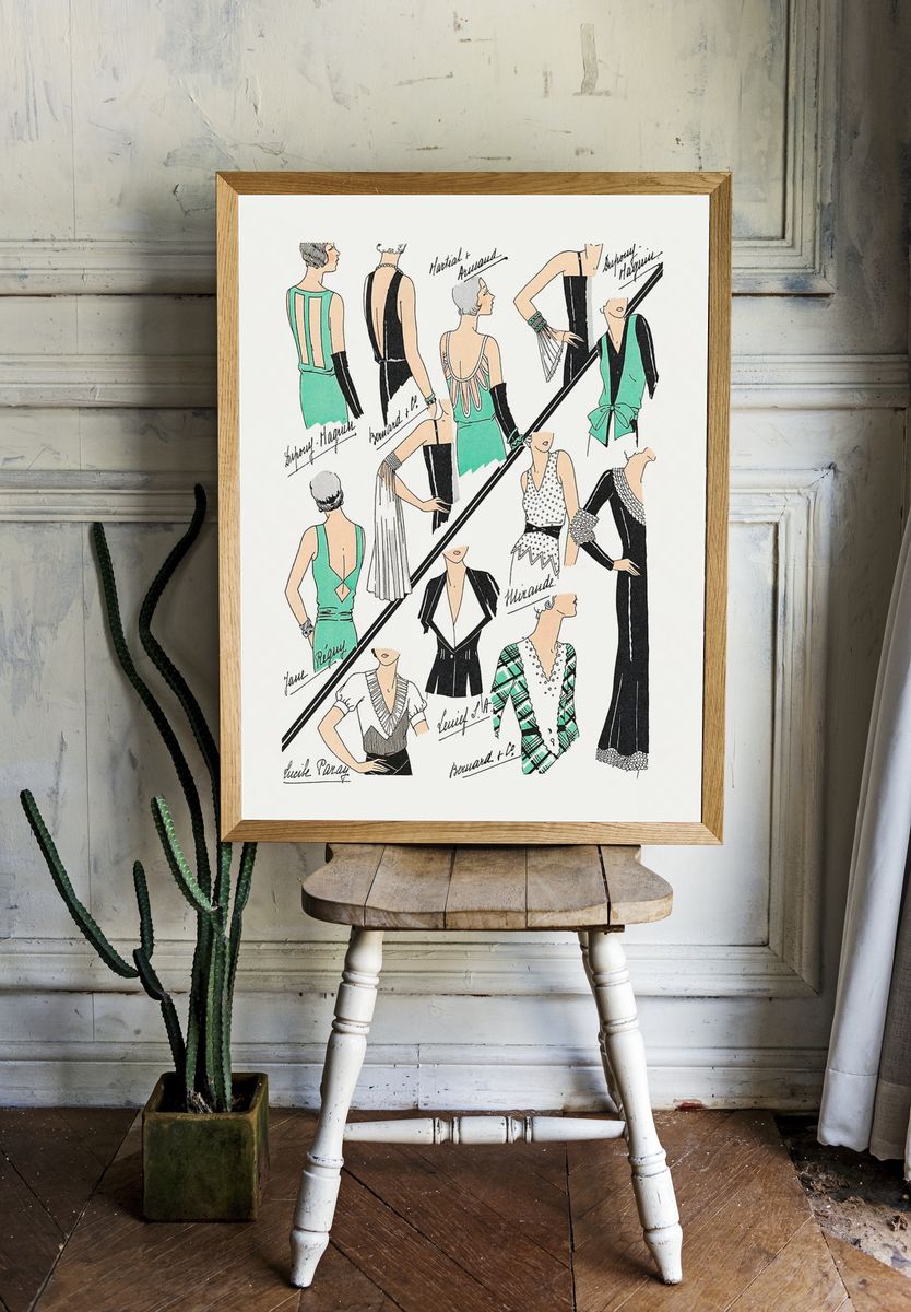 Vintage Fashion Illustrations Poster. — room view 1