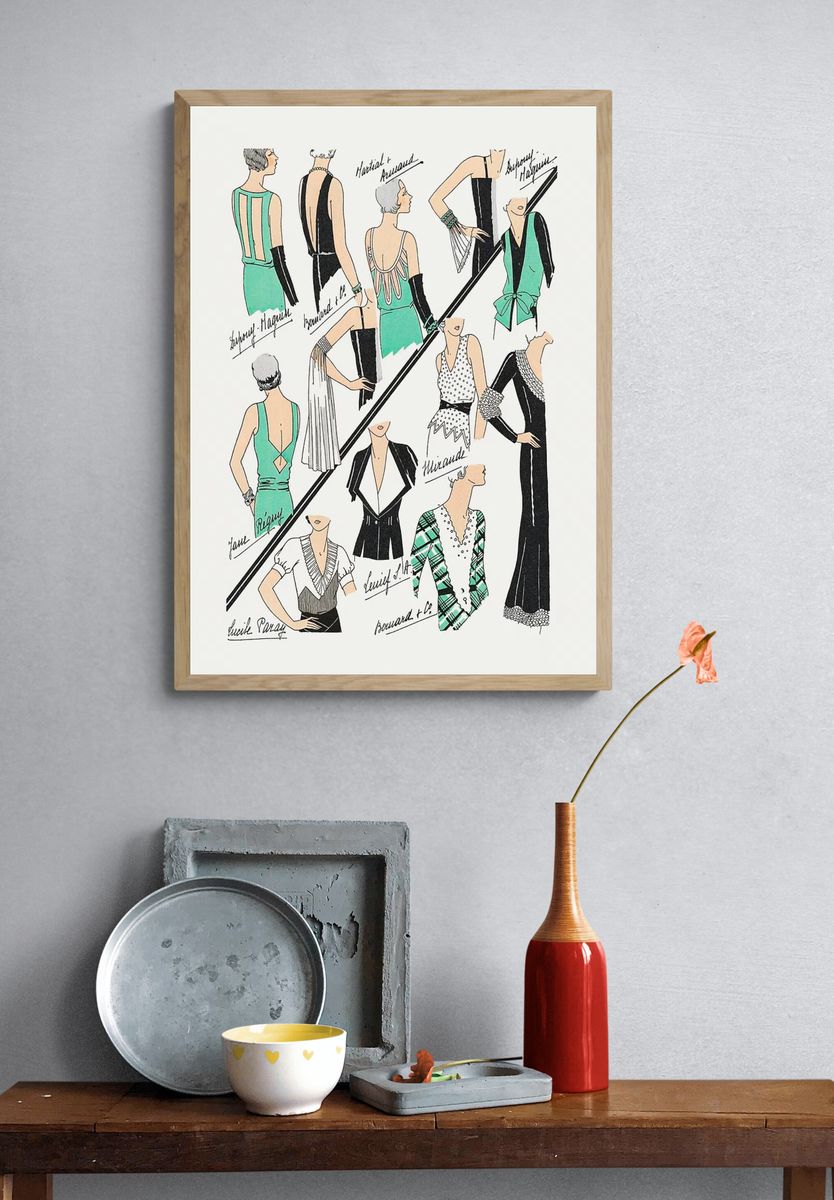 Vintage Fashion Illustrations Poster. — room view 3