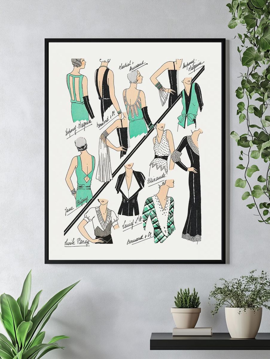 Vintage Fashion Illustrations Poster. — room view 4