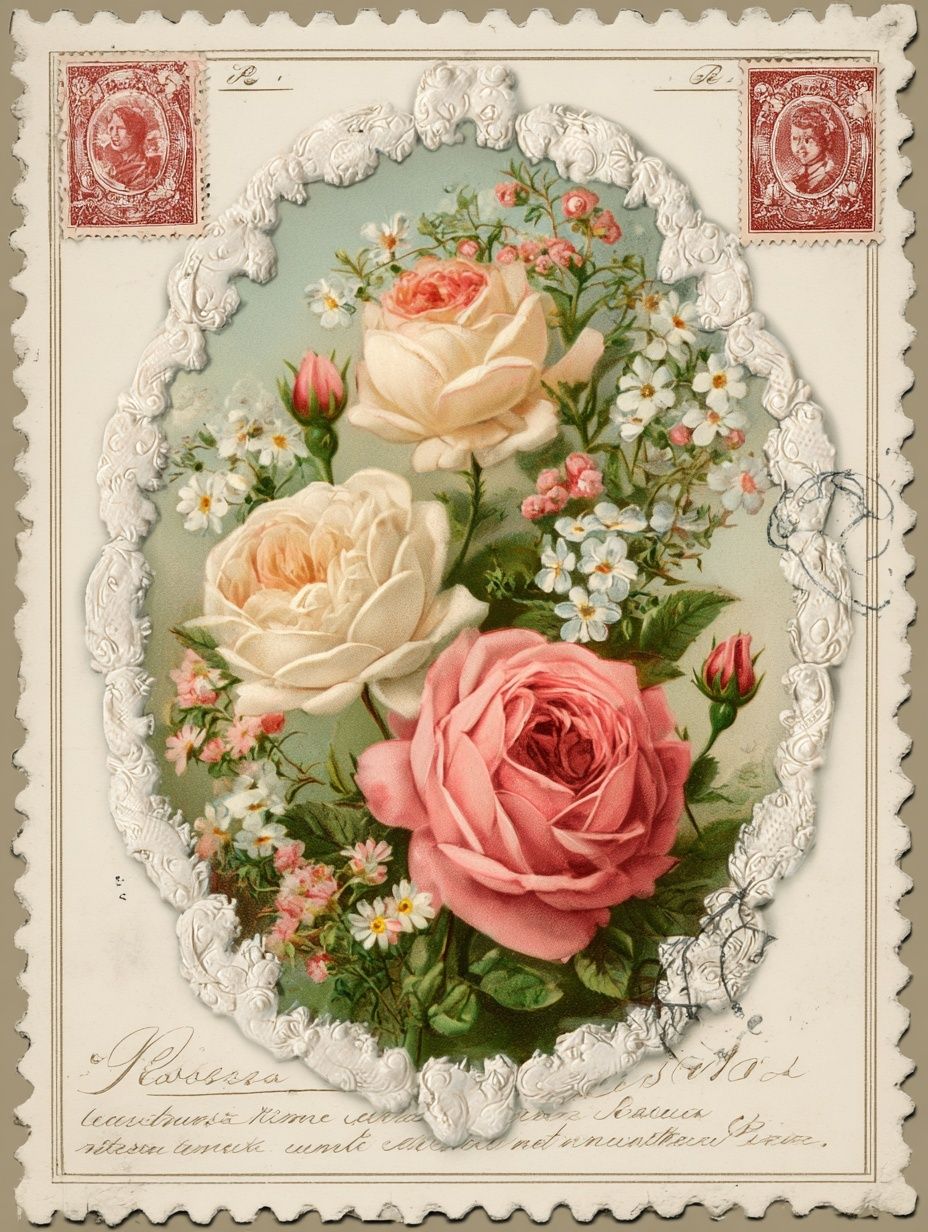 Vintage Floral Roses Poster. poster — vintage art