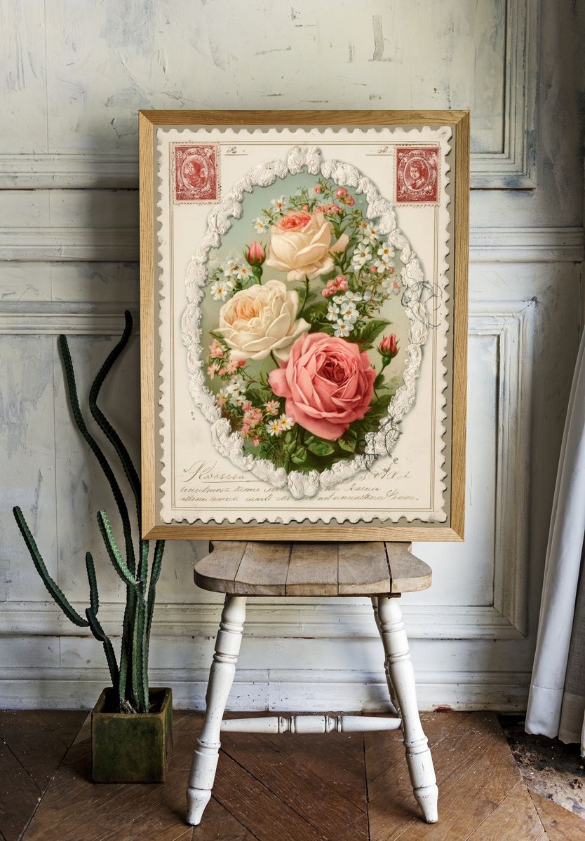 Vintage Floral Roses Poster. room preview