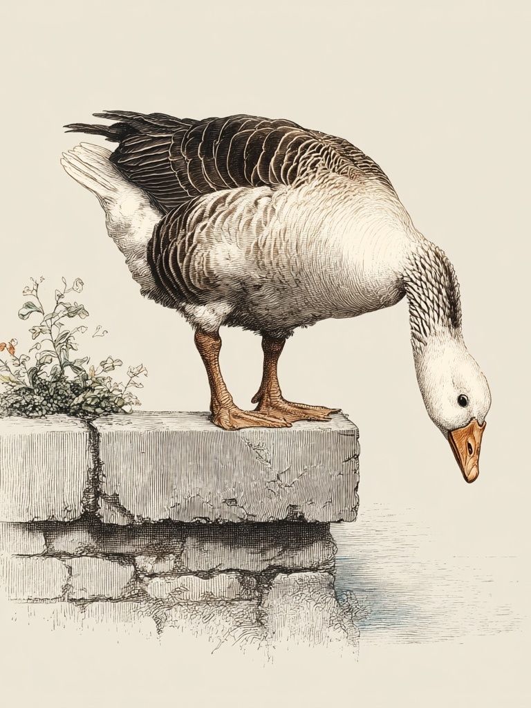 Curious Goose — Vintage Print. poster — vintage art