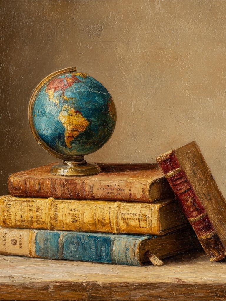 Vintage Globe and Books Poster. poster detail