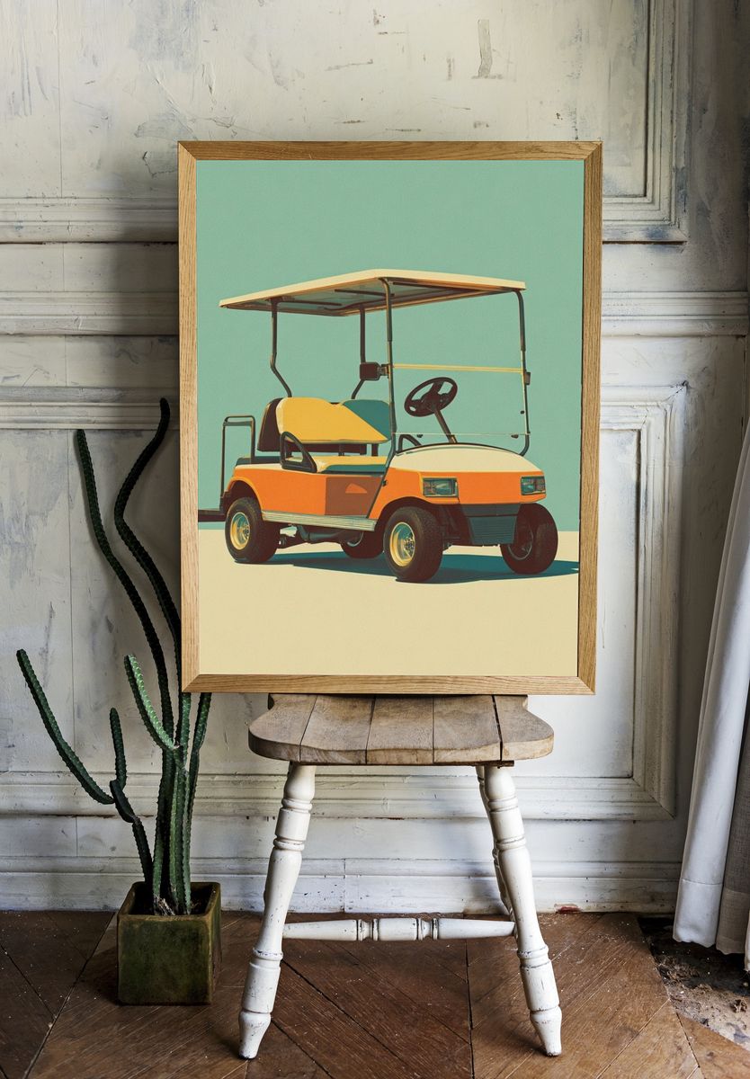 Vintage Golf Cart — Retro Print room preview