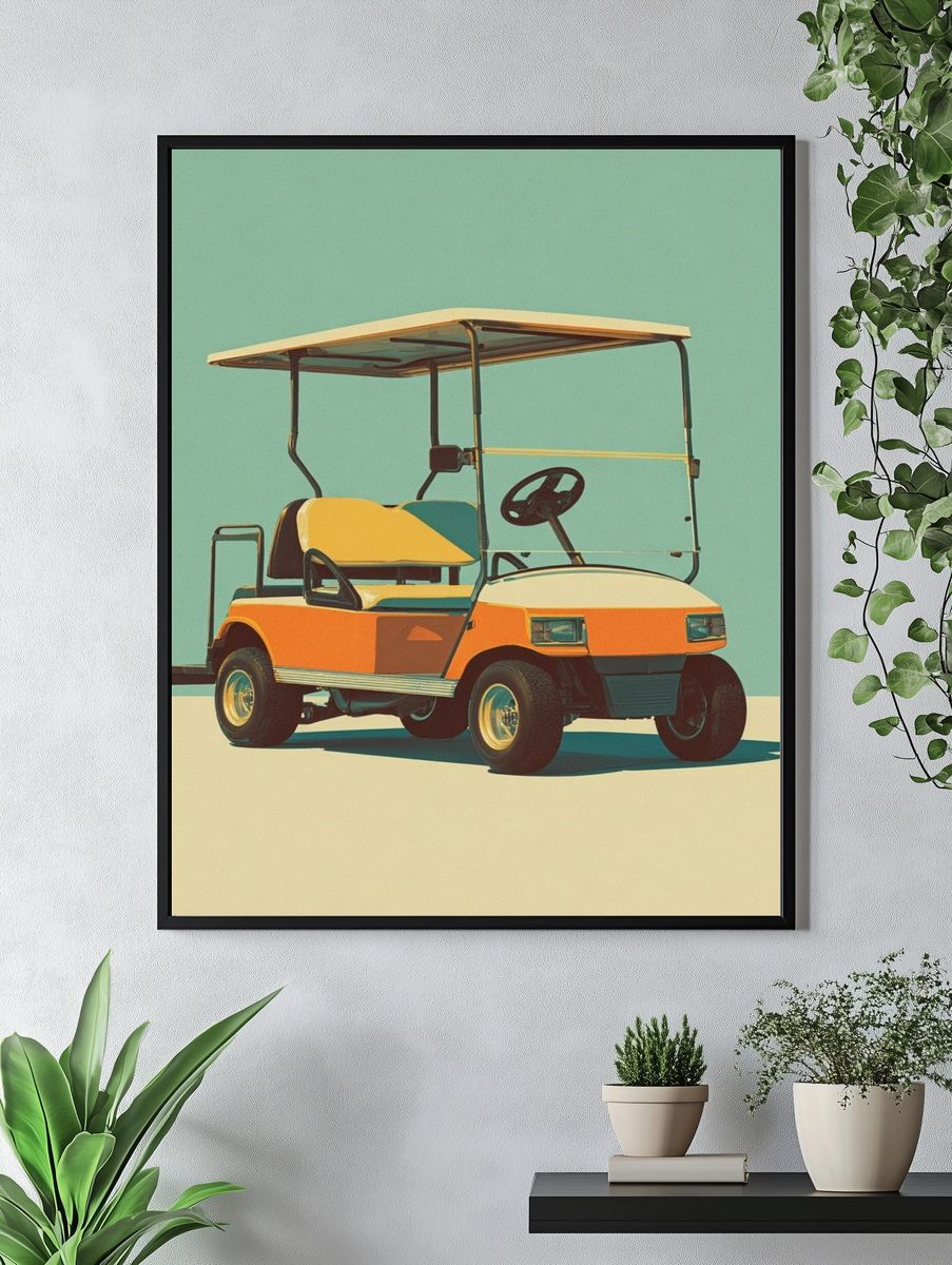 Vintage Golf Cart — Retro Print. — room view 4