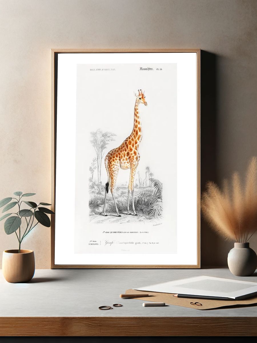 Vintage Giraffe Botanical Print. — room view 2