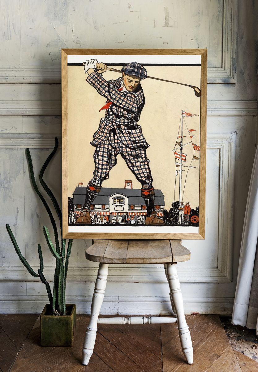 Vintage Golf Illustration Poster. room preview