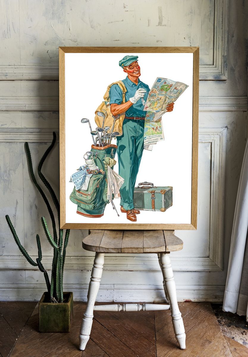 Vintage Golfer with Map Poster room preview