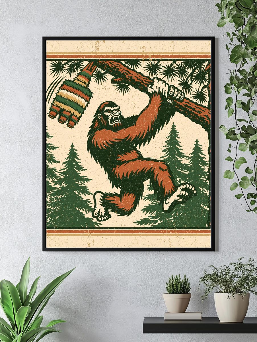 Forest Gorilla Vintage Poster. — room view 4