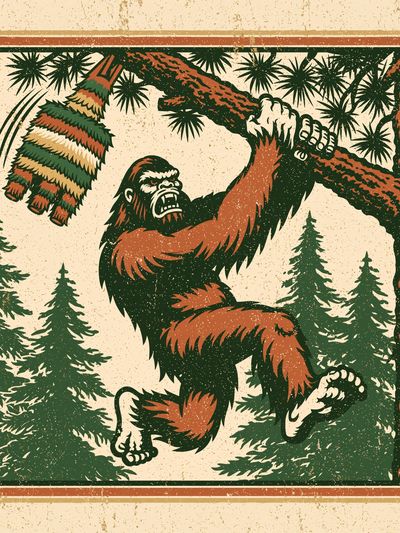 Forest Gorilla Vintage Poster. poster