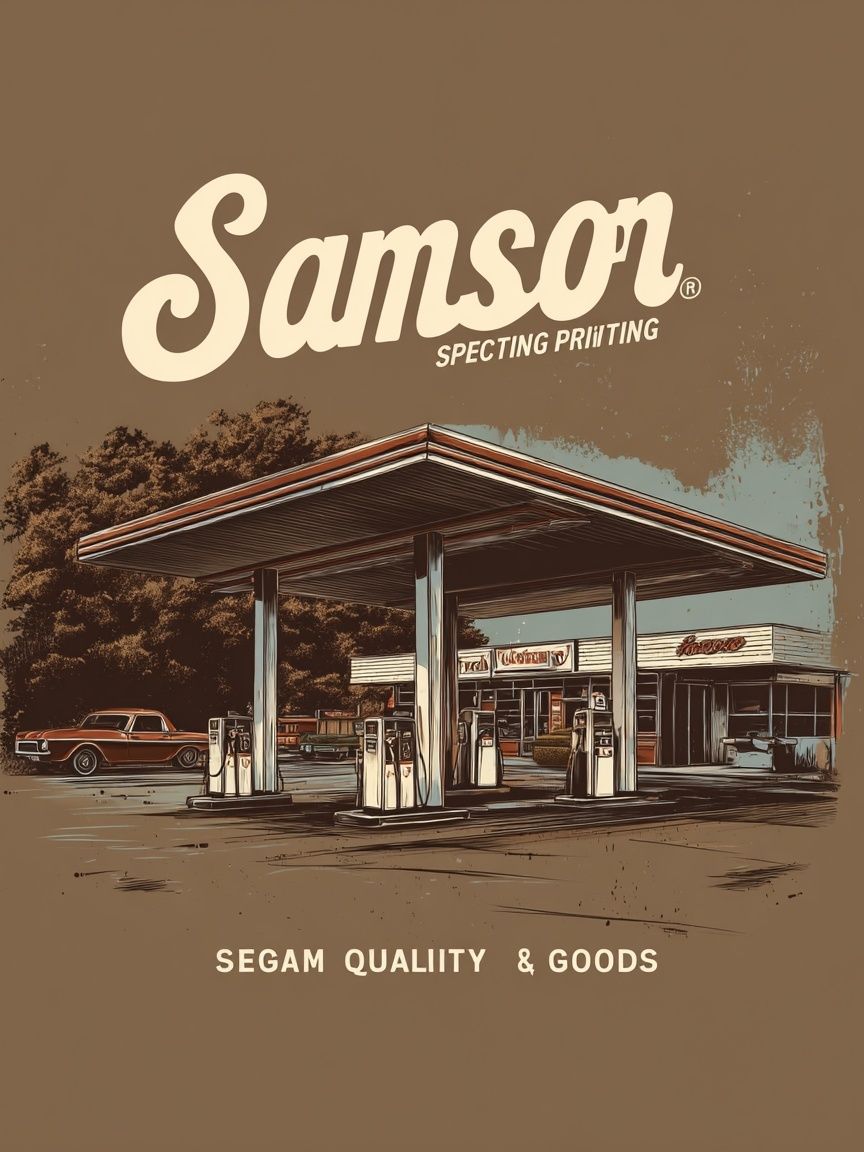 Vintage Gas Station — Retro Print. poster — vintage art