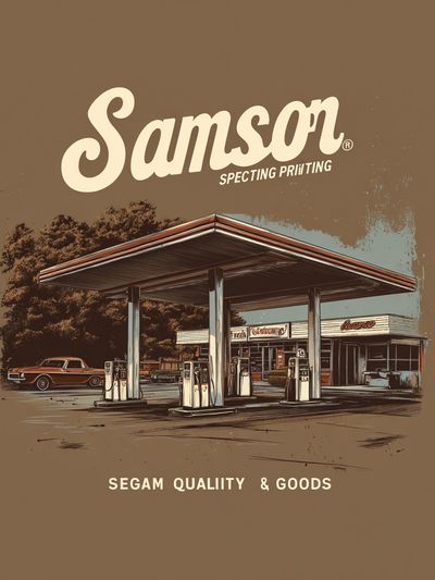 Vintage Gas Station — Retro Print